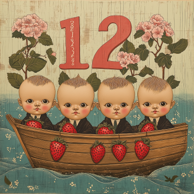 Whimsical Babies on Wooden Ship