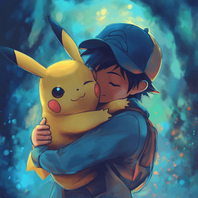 Ash and Pikachu Hugging