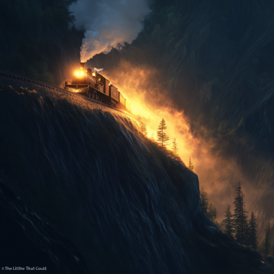 Cinematic Train Ascending Steep Mountain