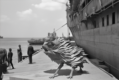 Vintage African Ship on Dock