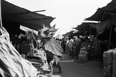 Vintage African Market Scene