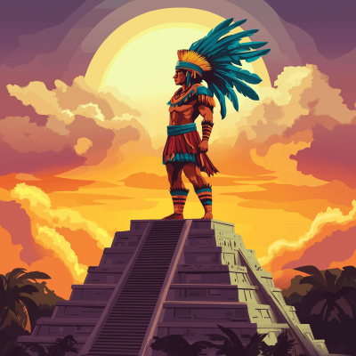 Aztec Quatemoc at Sunset