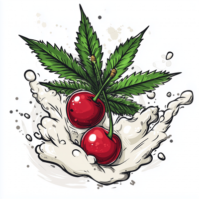 Cherry and Cannabis Splash Illustration