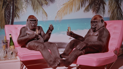 Gorillas on Sunbeds