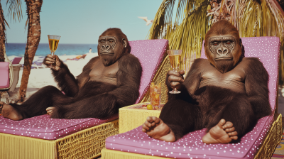 Gorillas on Sunbeds