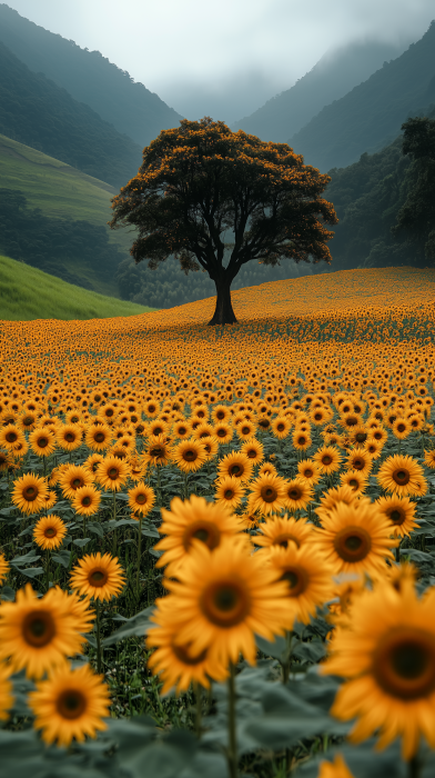 Epic Colorful Sunflower Field