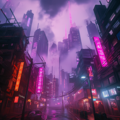 Nighttime Cyberpunk Cityscape