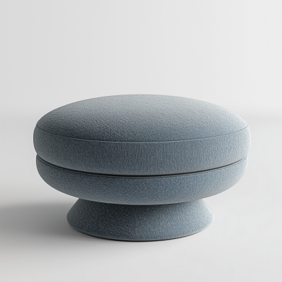 Subtle Smoky Blue Upholstered Ottoman