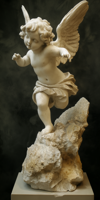 Gothic Stone Flying Cherub Sculpture