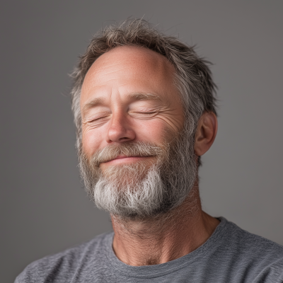 Meditating man profile portrait