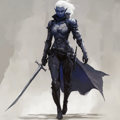 Drow Warrior in Dungeons and Dragons style