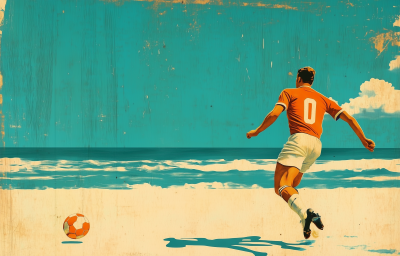 Seaside Vintage Soccer Poster