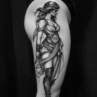 Warrior Statue Tattoo Drawing