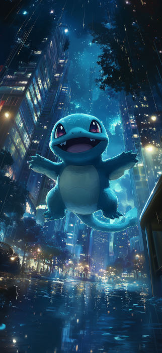 Happy Squirtle Cartoon Ghost Pokemon Illustration