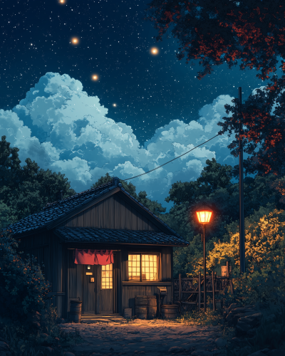 Starry Night Anime Scene