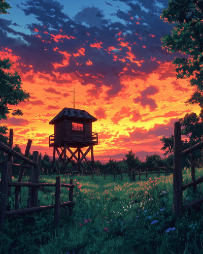 Watchtower in Open Field