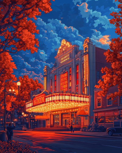 Historic Theater Marquee Lights Illustration