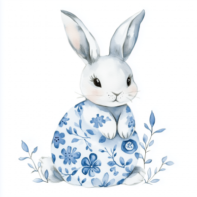 Porcelain Bunny Watercolor Illustration