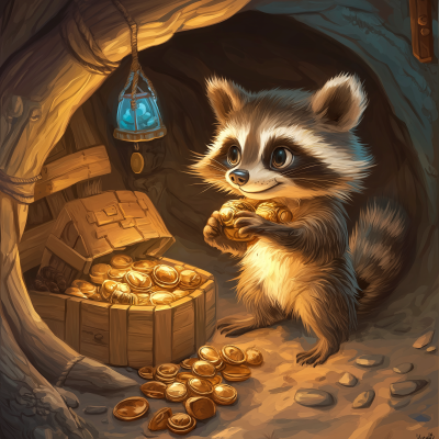 Adorable Raccoon Decorating Den