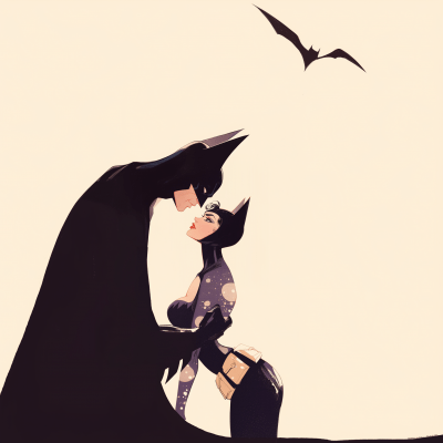 Batman and Catwoman Comic Illustration