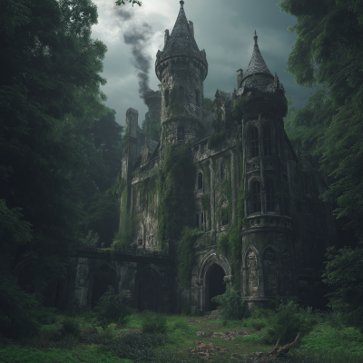 Overgrown Fantasy Castle in the Woods