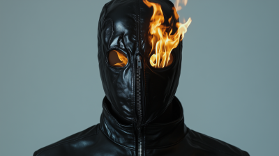 Leather Mask with Zipper Mouth