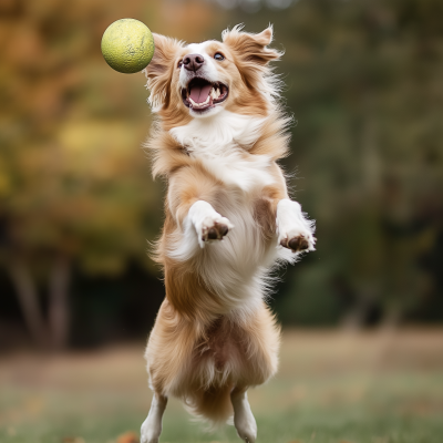 Active Dog Catching Ball