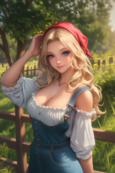 Smiling Country Girl in Medieval Forest