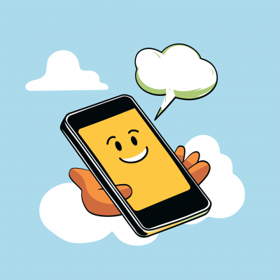 Floating Smartphone with Speech Bubble