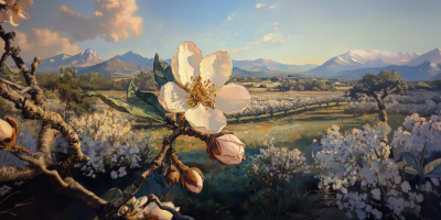 Vintage Almond Flower Painting