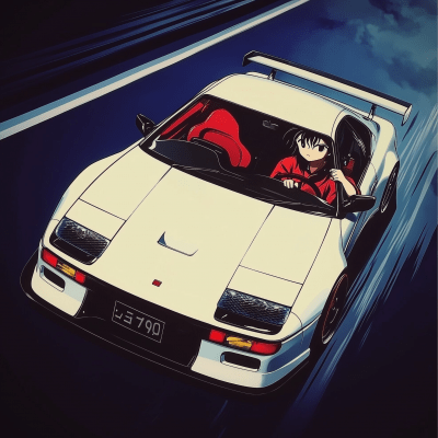 Anime Style Sports Car from Above