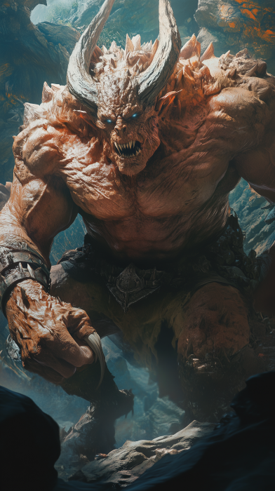 Giant Muscular Monster with Demon Head