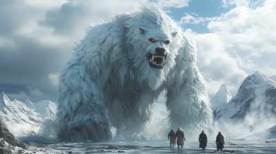 Snow Monster in Epic Fantasy Scene