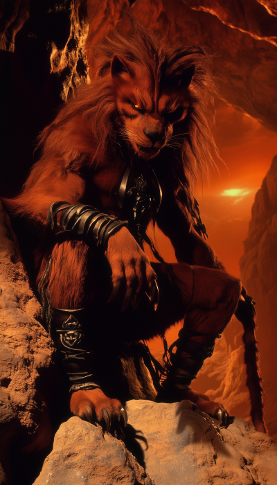 Dark Fantasy Night Scene with Red XIII