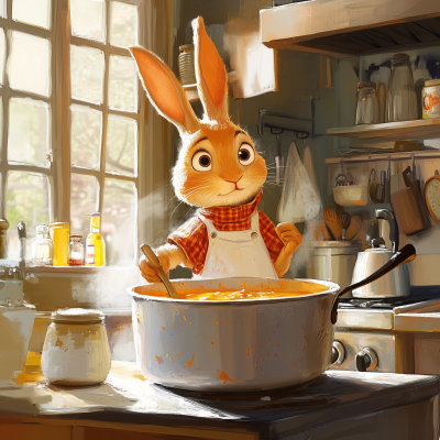 Chef Rabbit in Kitchen