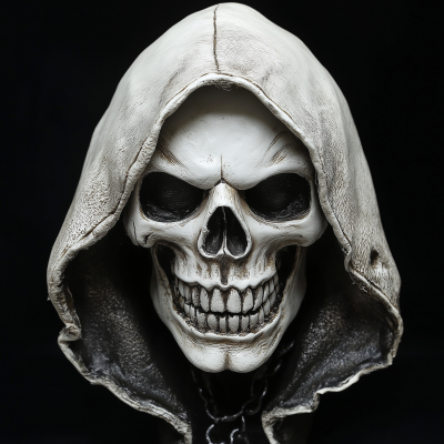 Grinning Skull in a White Hood