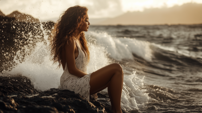 Polynesian Woman on Shoreline