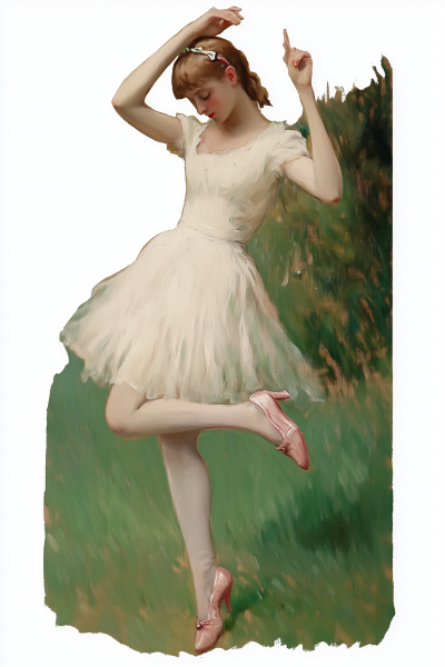 Young Woman Dancing in White Dress