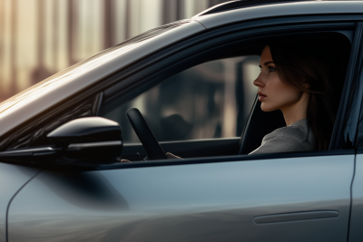 Young Woman Driving Car