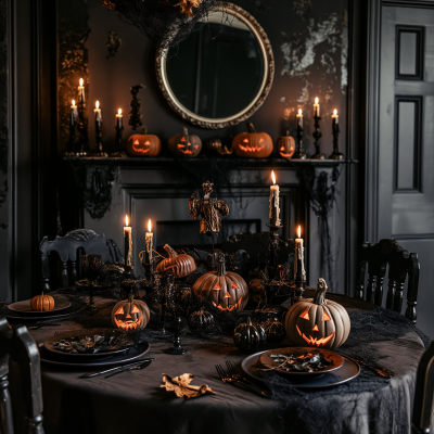 Dark Halloween Dining Room