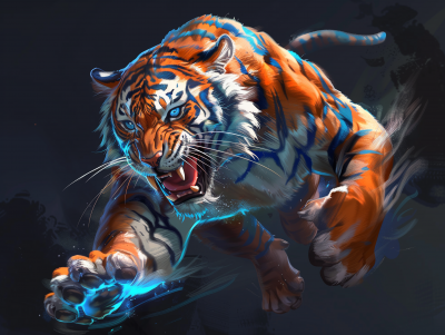 Blue and White Tiger Digital Art