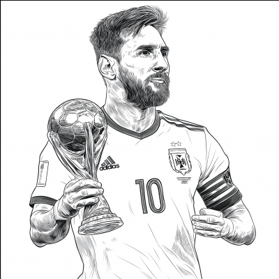 Lionel Messi World Cup Trophy Coloring Page