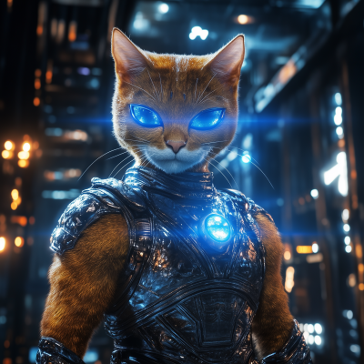 Orange Cat as Blue Power Ranger