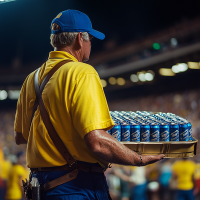 Beer Vendor at Night Sporting Event