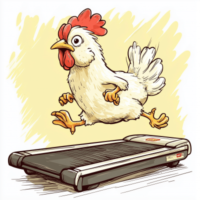 Funny Chicken on Treadmill