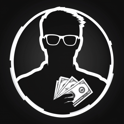 Silhouette of a man holding cash