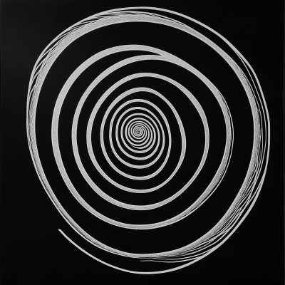 Minimal White Spiral on Black Background