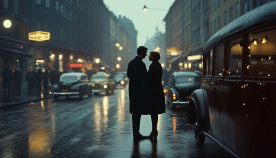 Rainy Stockholm Streets in 1955