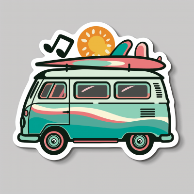 Jumping Van Sticker Illustration