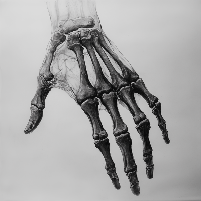 Scientific Drawing of Human Hand Bone Structure